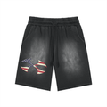 Rectangle Patch Monkey Washed Shorts