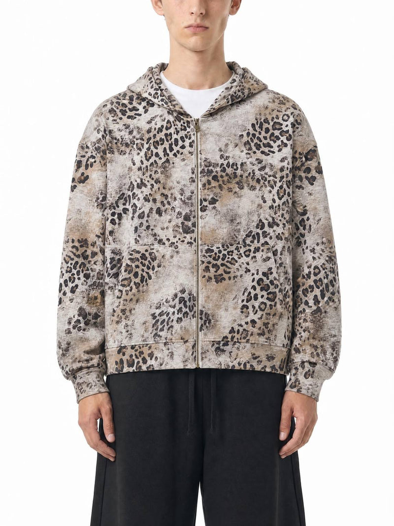 Snow Leopard Zip Hoodie